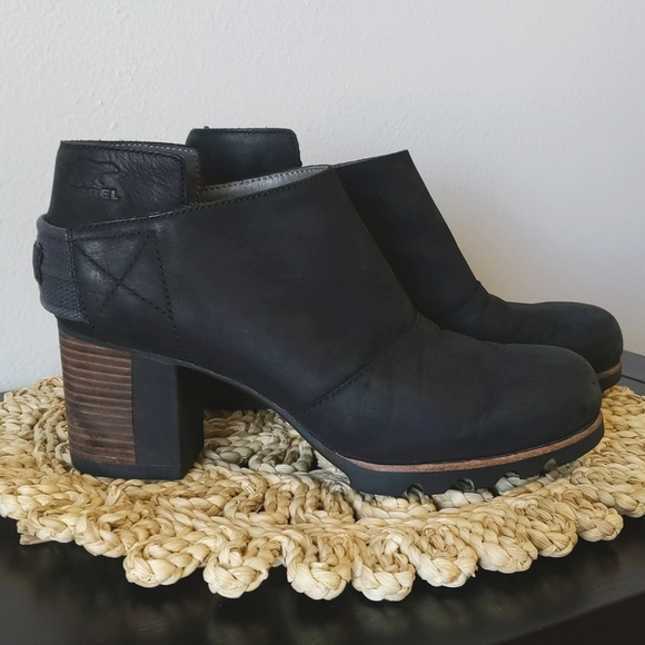 Sorel Addington Strap Block Heel Bootie Black Size 9 - Picture 2 of 10